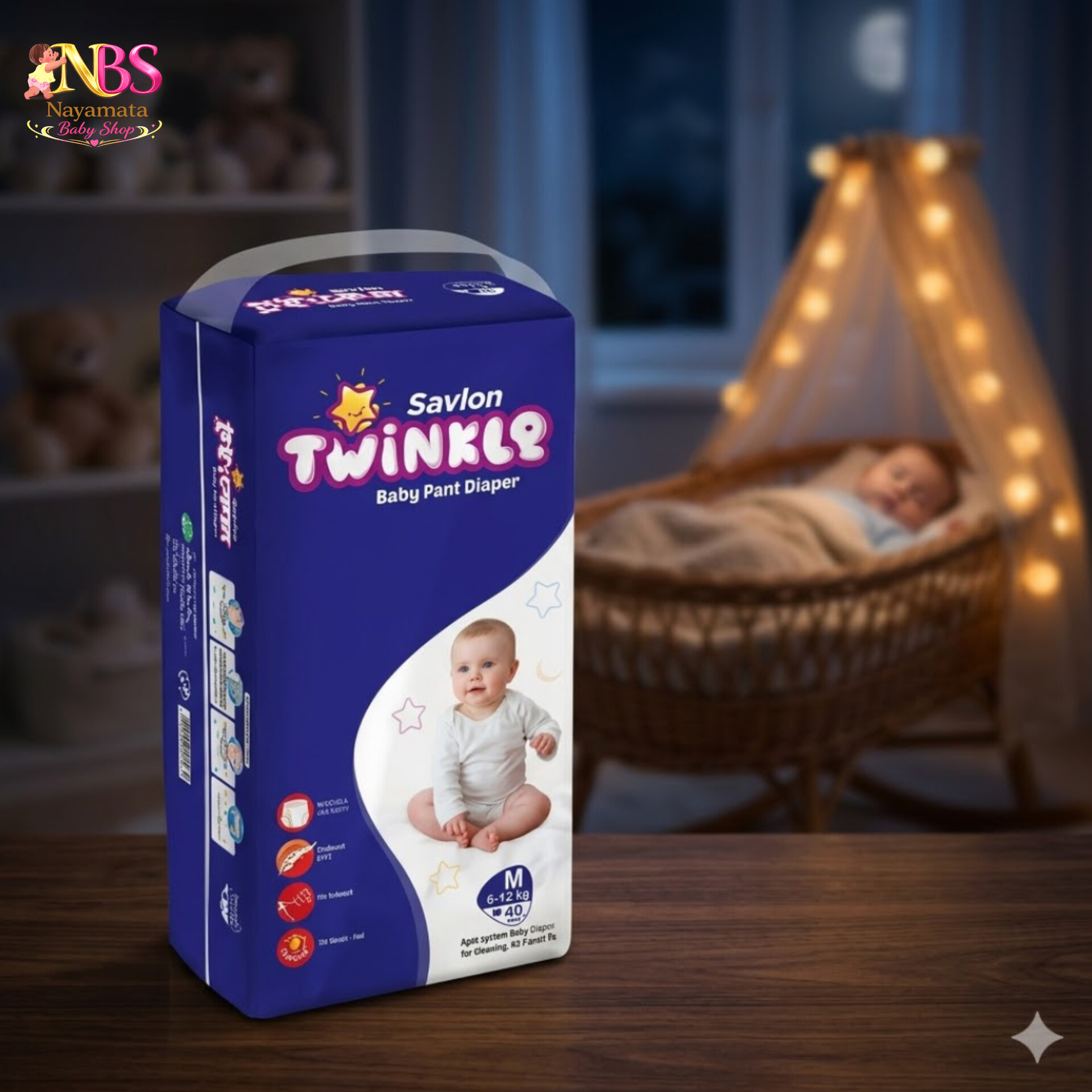 21043 Savlon Twinkle Baby Pant Diaper M 6-12 kg - Image 1