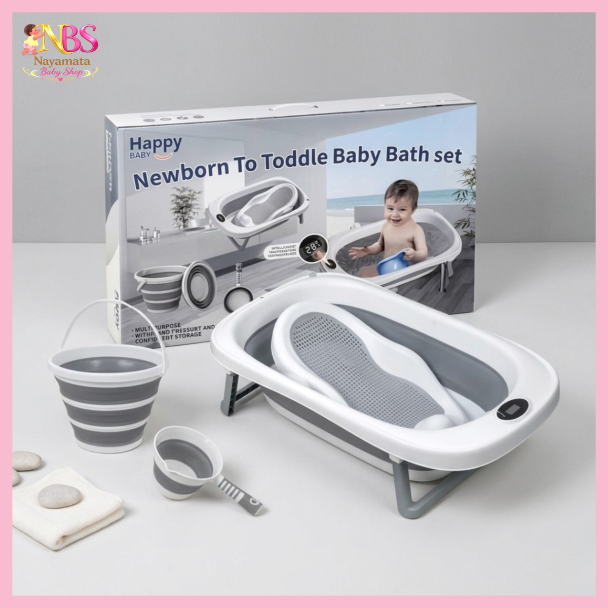 Happy Baby 4 in 1 Foldable Baby Bath Tub Set (China) - Image 3