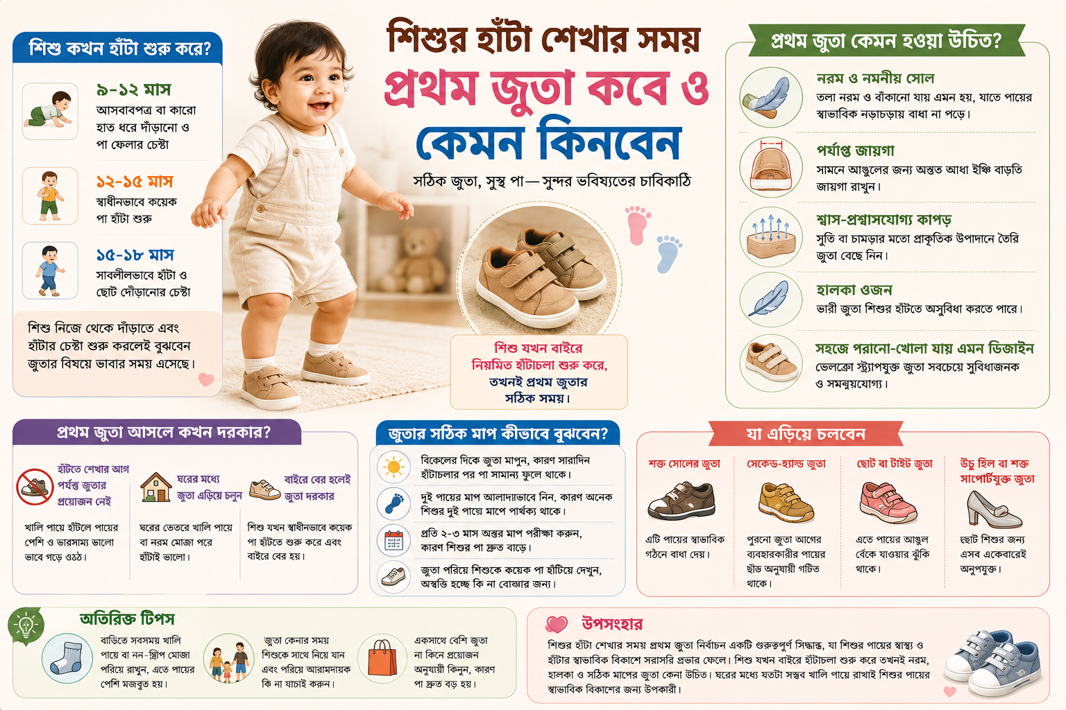 শিশুর হাঁটা শেখার সময় প্রথম জুতা নির্বাচন
