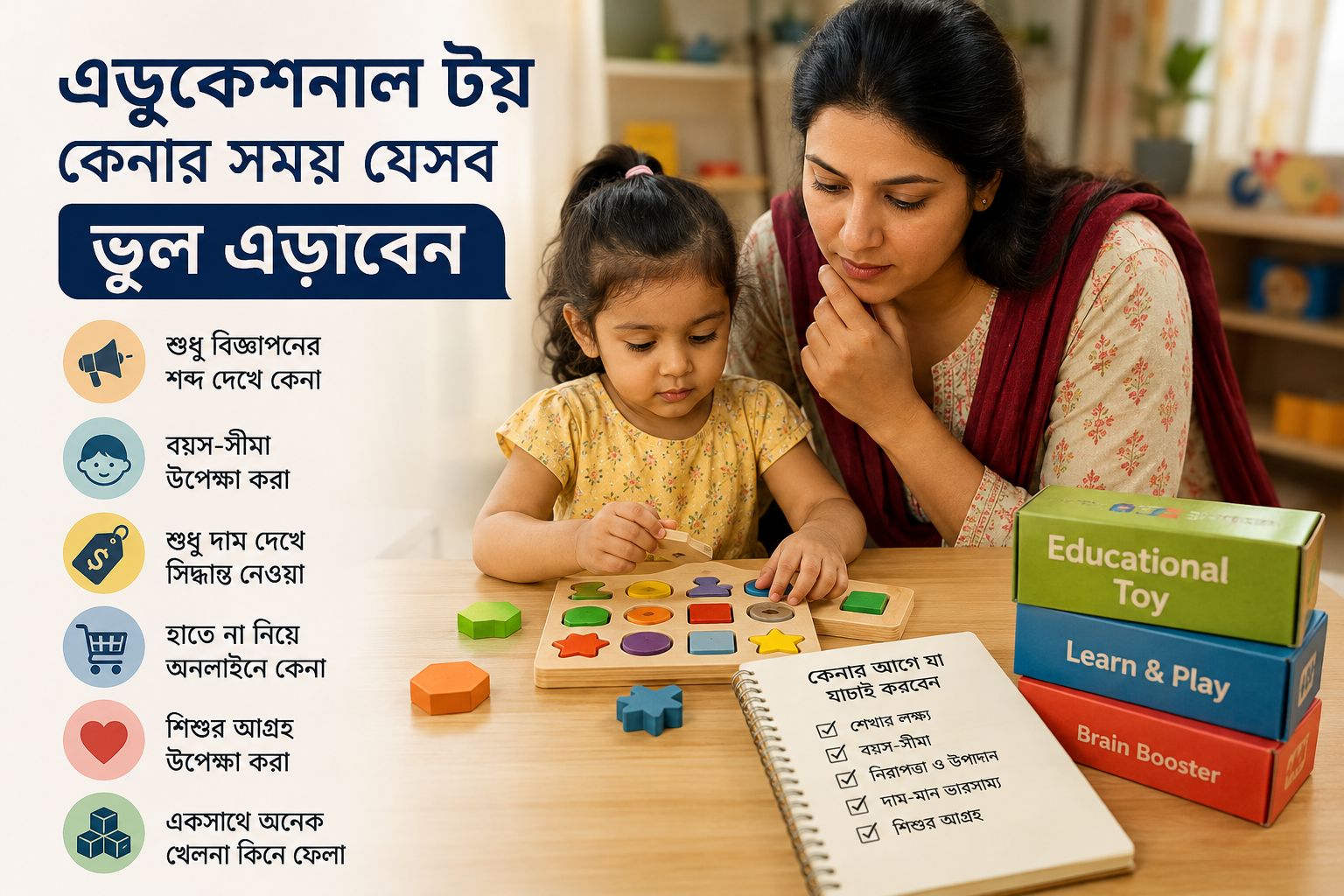 এডুকেশনাল টয় কেনার সময় বিভ্রান্ত হয়ে ভাবছেন একজন মা