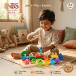 2 in 1 Fishing Column natural wood educational toy with stacking blocks