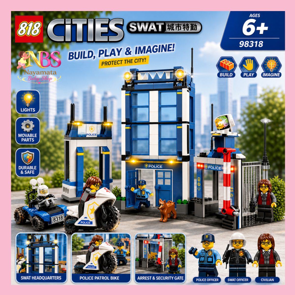 SWAT Police Headquarters Building Blocks Set For 6+ Baby - Image 4