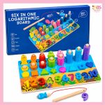 6 In 1 Montessori Logarithmic Learning Board for Kids 36+ Months – শিশুর শিক্ষামূলক কাঠের খেলনা বোর্ড