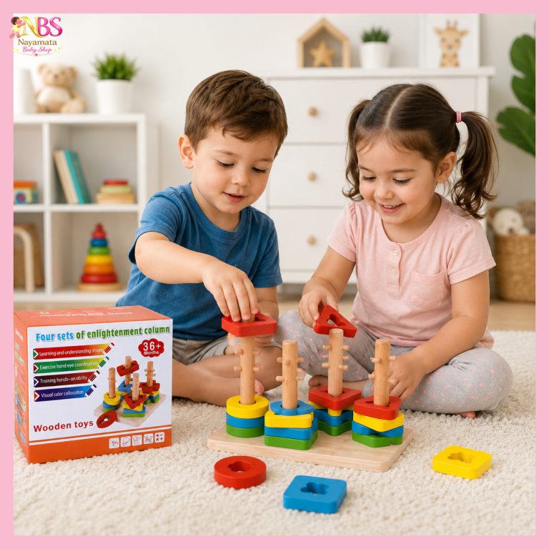 মন্টেসরি Wooden Shape Sorting Board – শিশুর বুদ্ধি বিকাশের কাঠের খেলনা