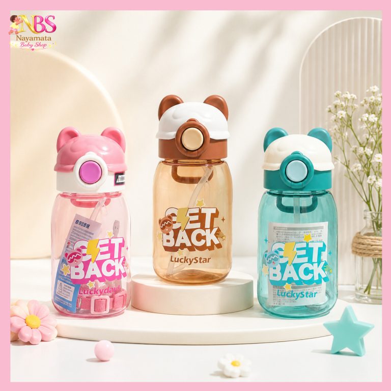 Cute panda baby straw bottle 620ml with handle