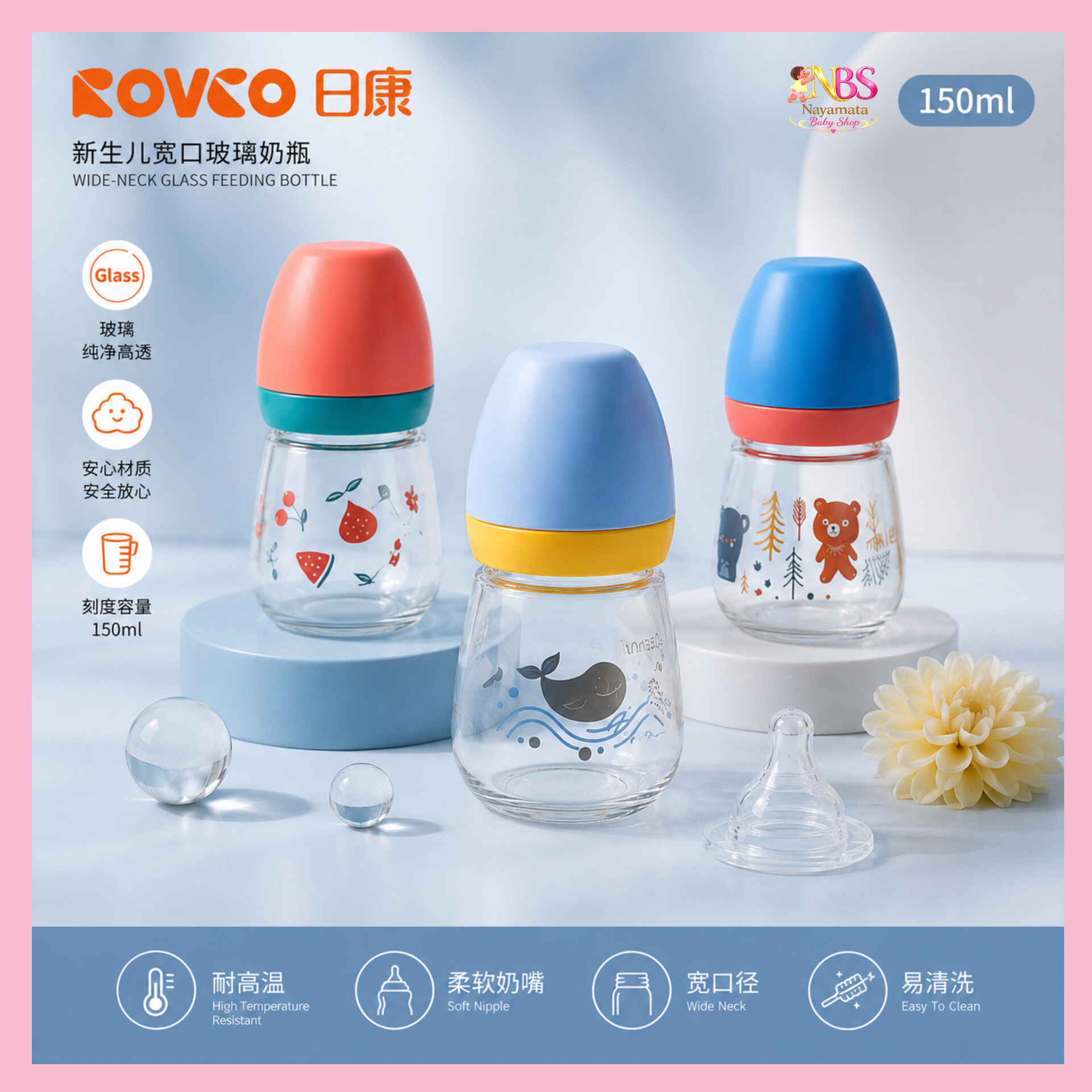 InShot_20260627_131721932.jpg Rovco anti colic wide neck glass feeding bottle 150ml