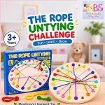 Rope Untying Challenge wooden Montessori toy for kids 3 plus years