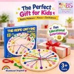 Rope Untying Challenge wooden Montessori toy for kids 3 plus years